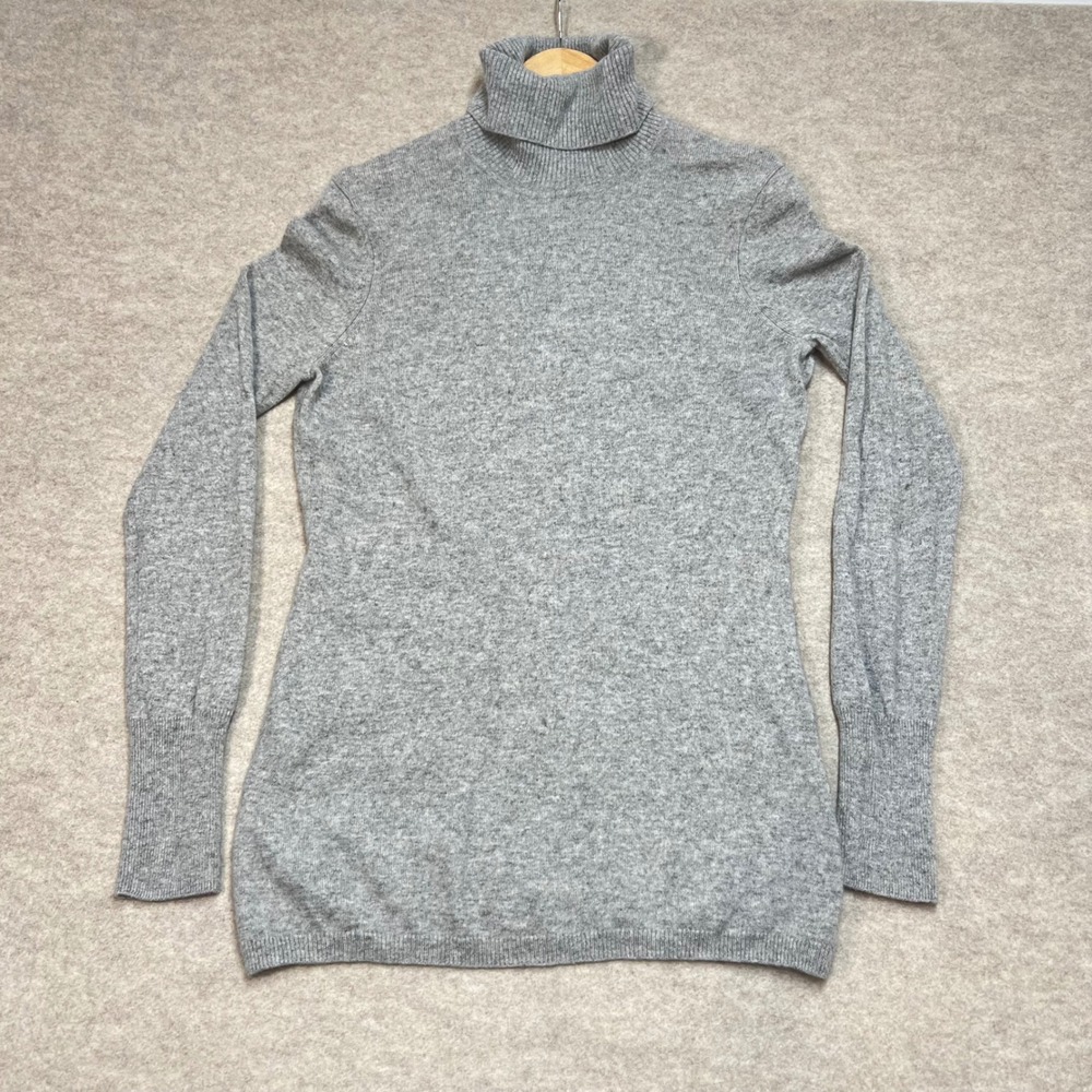 Uniqlo 100% Cashmere Turtleneck Sweater Gray XL Womens EUC Quiet Luxury Preppy